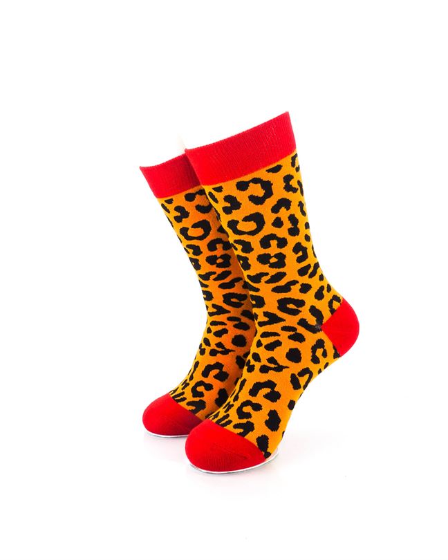 cooldesocks animal pattern leopard crew socks front view image