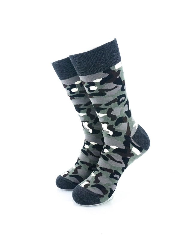 cooldesocks army grey crew socks front view image