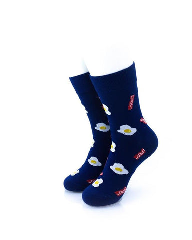 cooldesocks bacon and egg quarter socks front view image