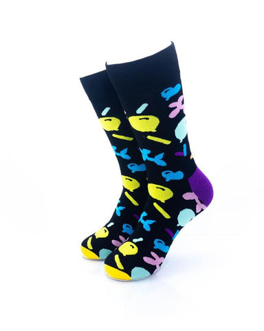 cooldesocks balloon party black crew socks front view image