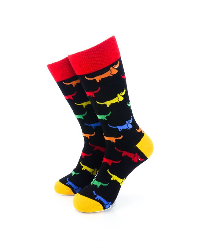 cooldesocks basset hound colorful crew socks front view image
