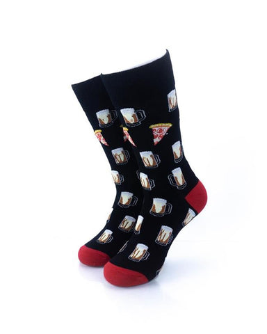 cooldesocks beer and pizza crew socks front view image