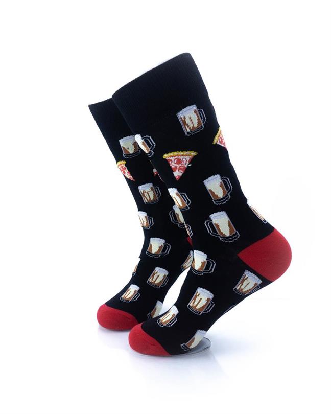 cooldesocks beer and pizza crew socks left view image