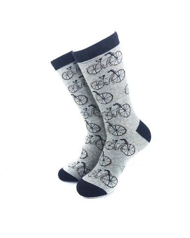 cooldesocks bicycle grey crew socks front view image