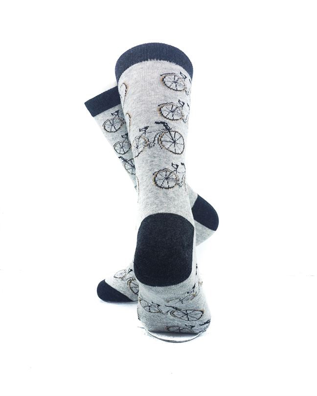 cooldesocks bicycle grey crew socks rear view image