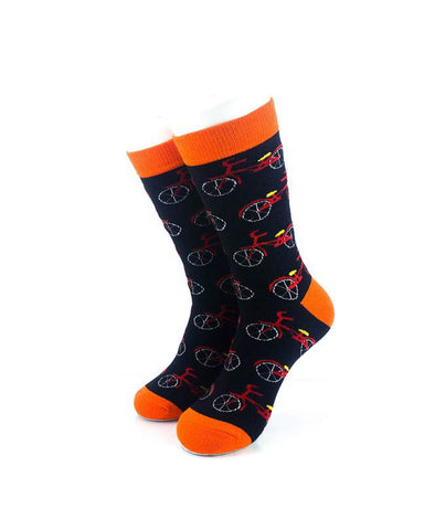 cooldesocks bicycle orange crew socks front view image