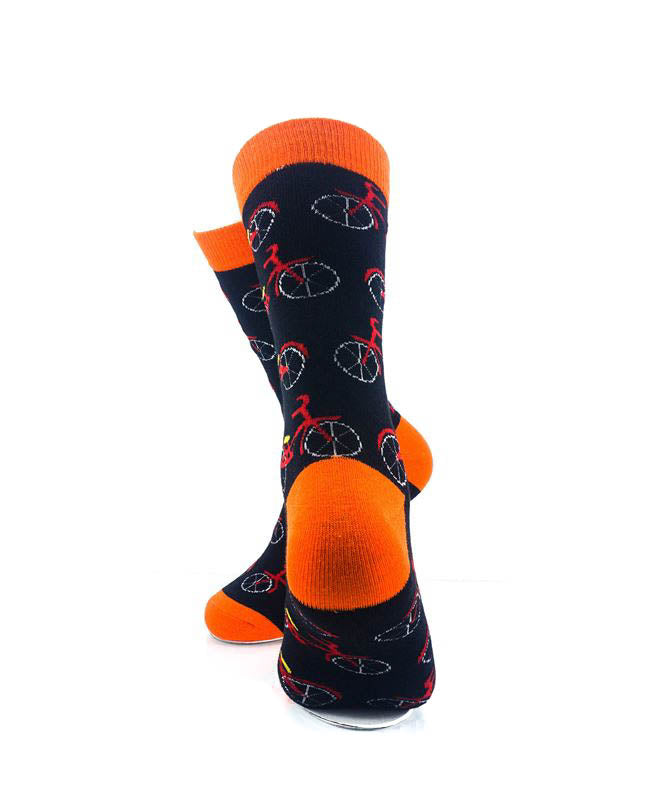 cooldesocks bicycle orange crew socks rear view image