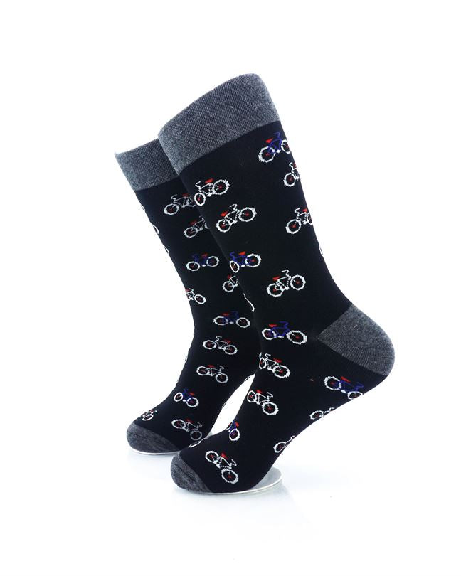 cooldesocks bicycle pattern crew socks left view image