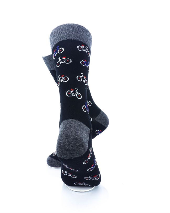 cooldesocks bicycle pattern crew socks rear view image