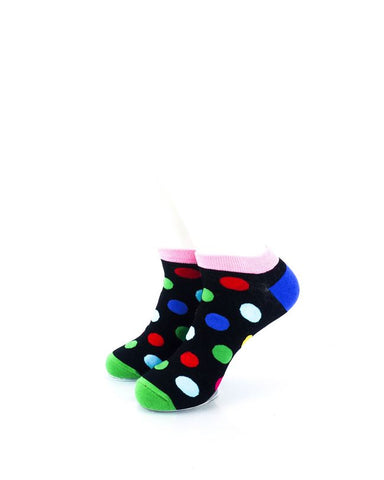 cooldesocks big dot black pink ankle socks front view image