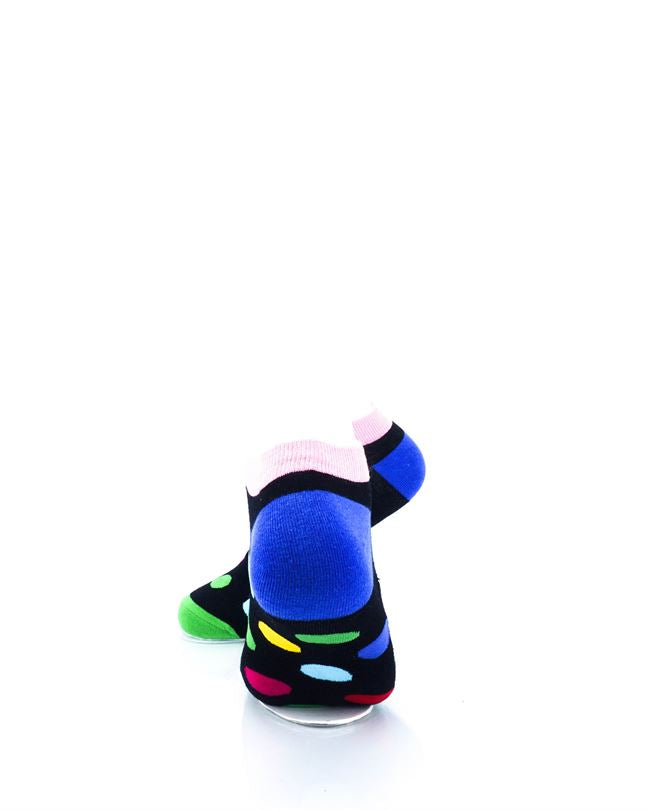 cooldesocks big dot black pink ankle socks rear view image