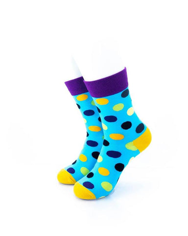 cooldesocks big dot blue purple quarter socks front view image
