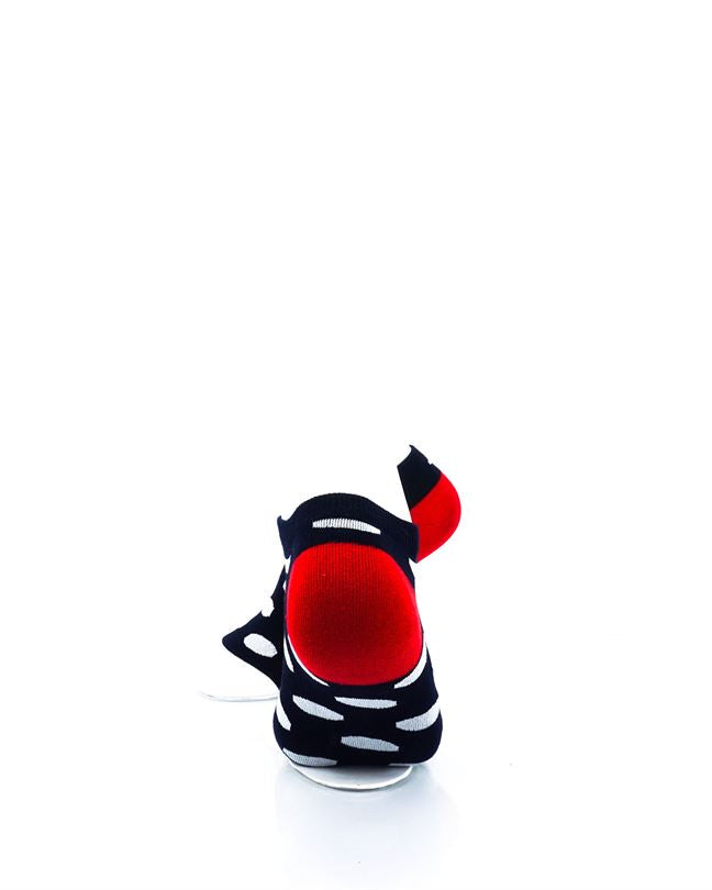 cooldesocks big dot bw red liner socks rear view image