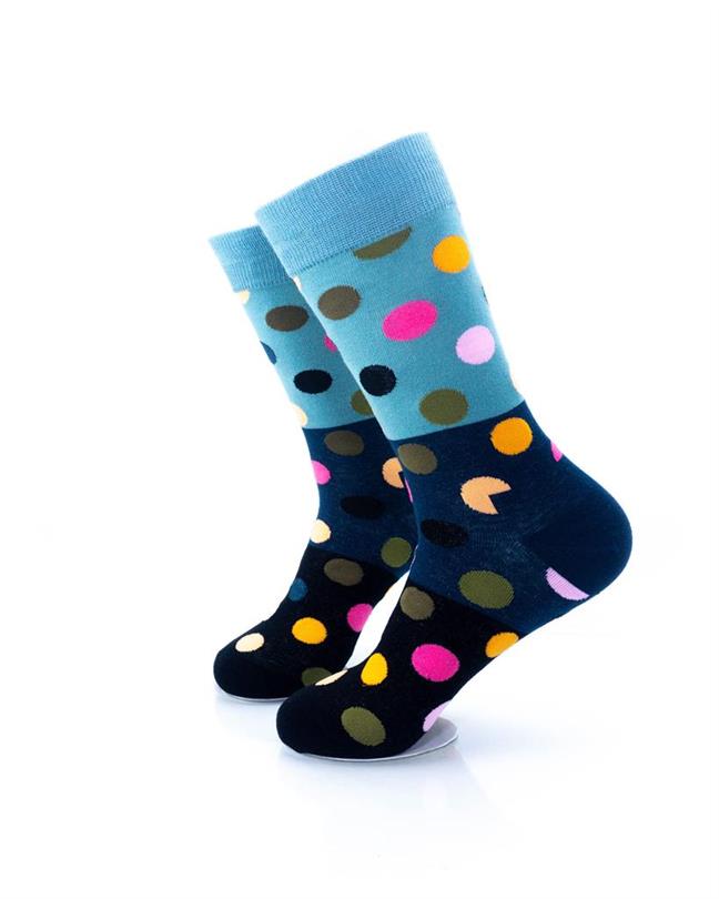 cooldesocks big dot crew socks rear view image black blue crew socks left view image