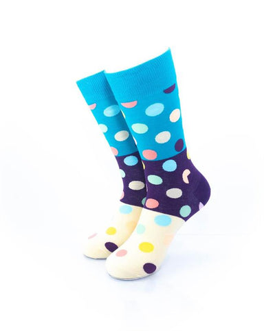 cooldesocks big dot crew socks rear view image ivory purple crew socks front view image