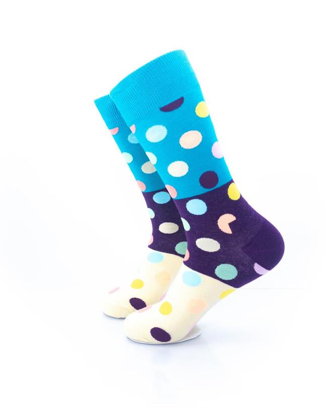 cooldesocks big dot crew socks rear view image ivory purple crew socks left view image