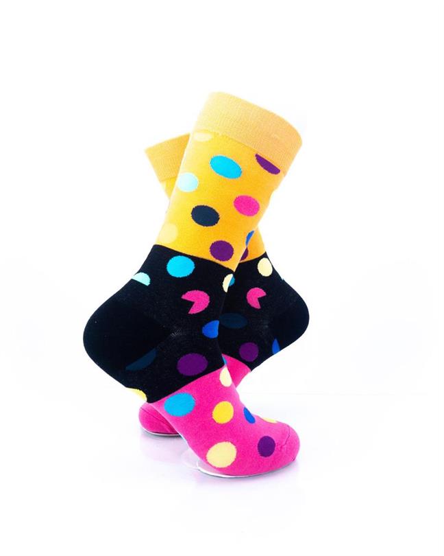 cooldesocks big dot crew socks rear view image pink black crew socks right view image