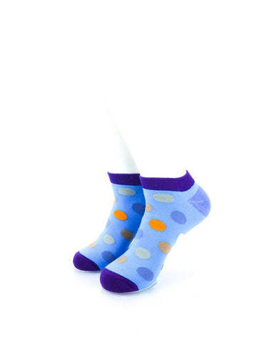 cooldesocks big dot purple blue ankle socks front view image