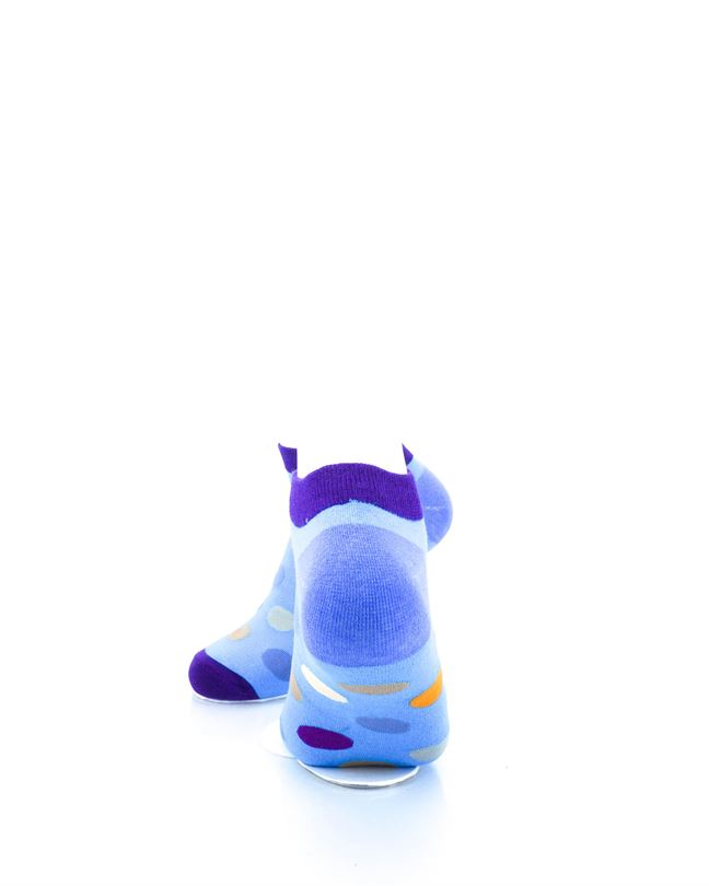cooldesocks big dot purple blue ankle socks rear view image