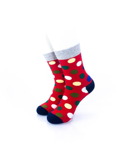 cooldesocks big dot red gray quarter socks front view image
