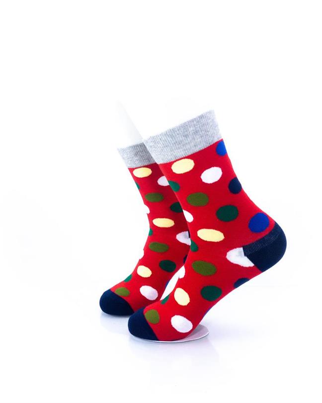 cooldesocks big dot red gray quarter socks left view image