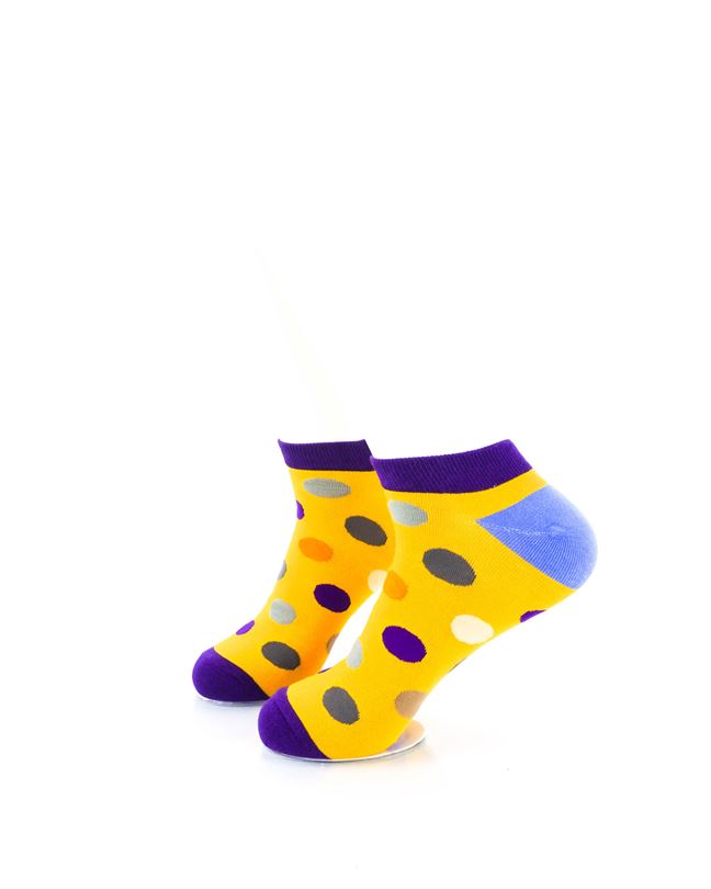 cooldesocks big dot yellow purple ankle socks left view image