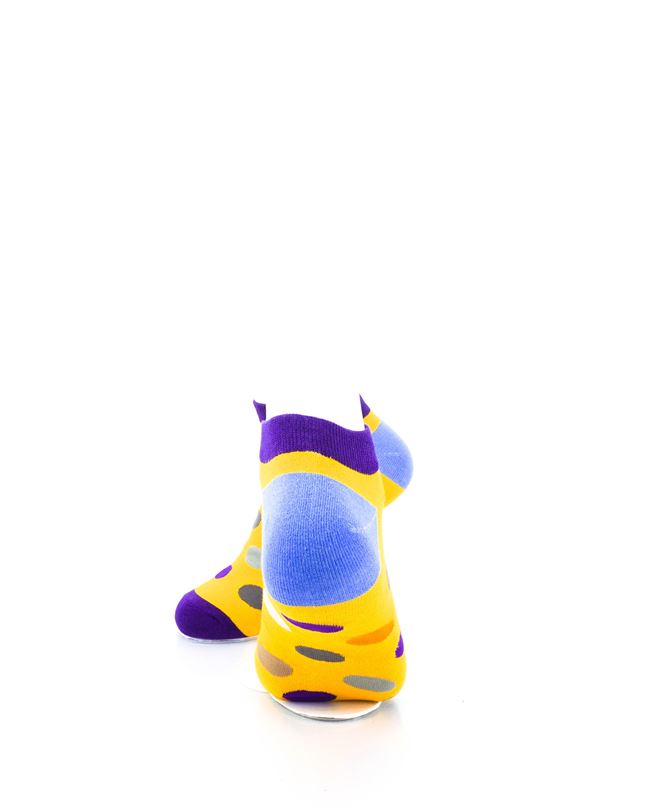 cooldesocks big dot yellow purple ankle socks rear view image
