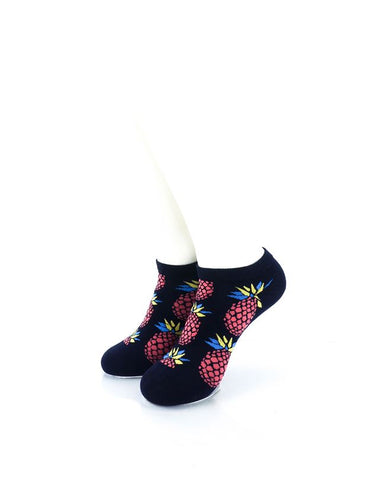 cooldesocks big pineapple black red liner socks front view image