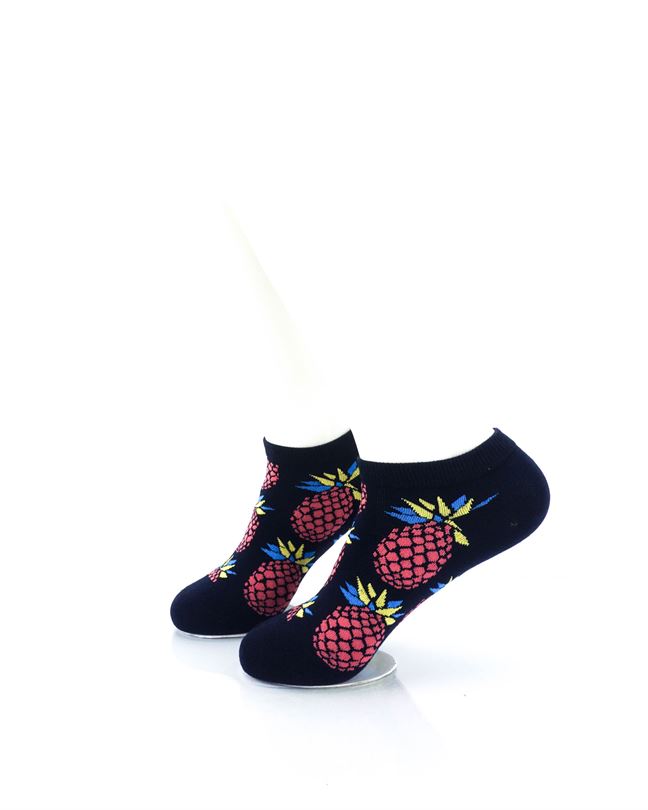 cooldesocks big pineapple black red liner socks left view image