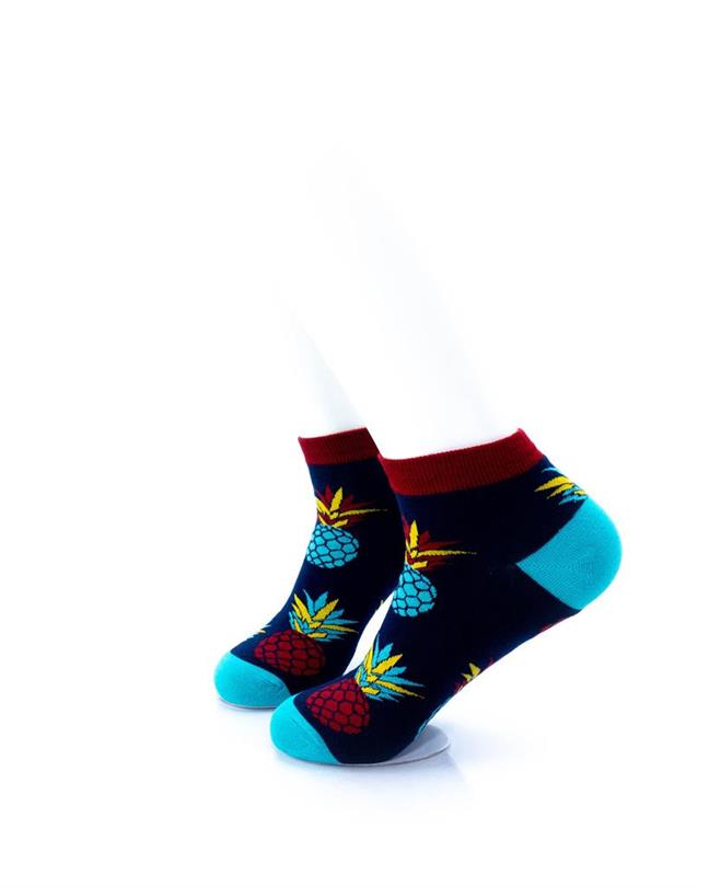 cooldesocks big pineapple red blue ankle socks left view image