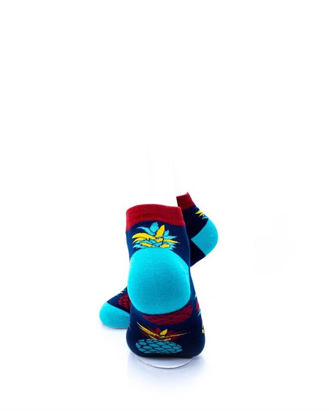 cooldesocks big pineapple red blue ankle socks rear view image