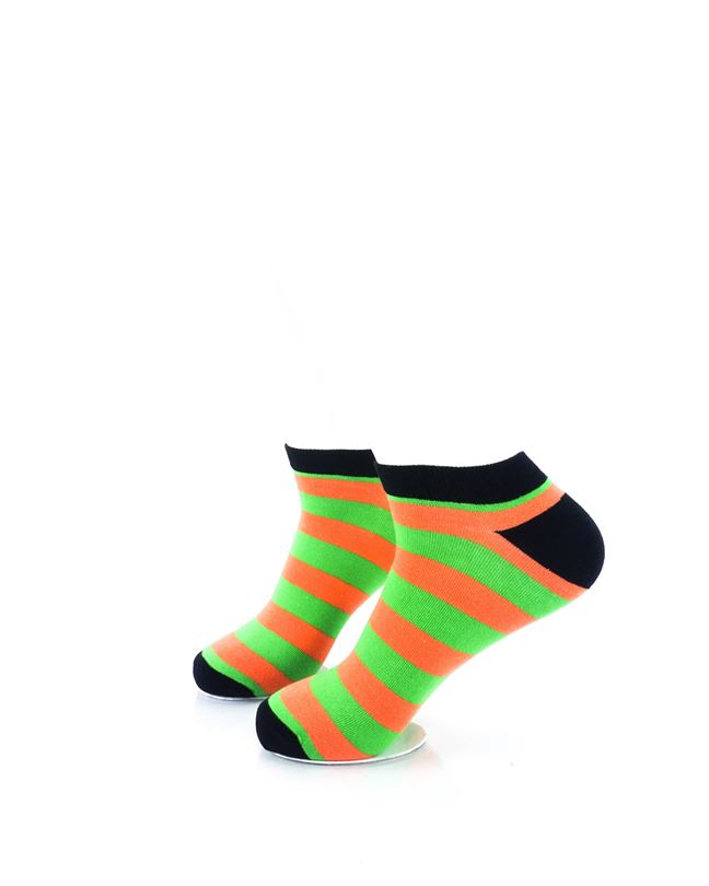 cooldesocks big stripe orange green ankle socks left view image