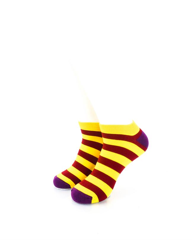 cooldesocks big stripe yellow red ankle socks front view image
