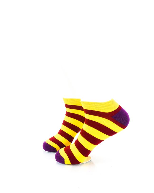 cooldesocks big stripe yellow red ankle socks left view image