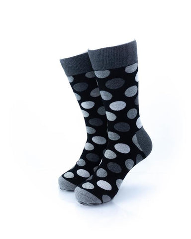 cooldesocks black and white big dot crew socks front view image