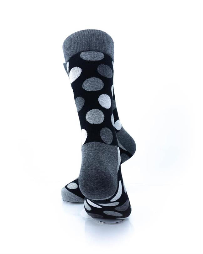cooldesocks black and white big dot crew socks rear view image