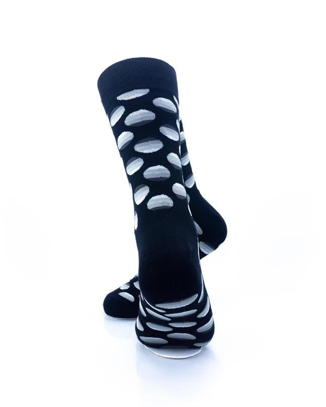 cooldesocks black and white big dot sunset crew socks rear view image