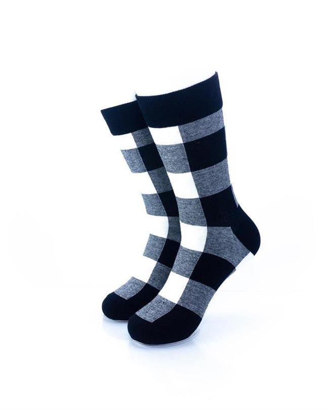 cooldesocks black and white checkered crew socks front view image