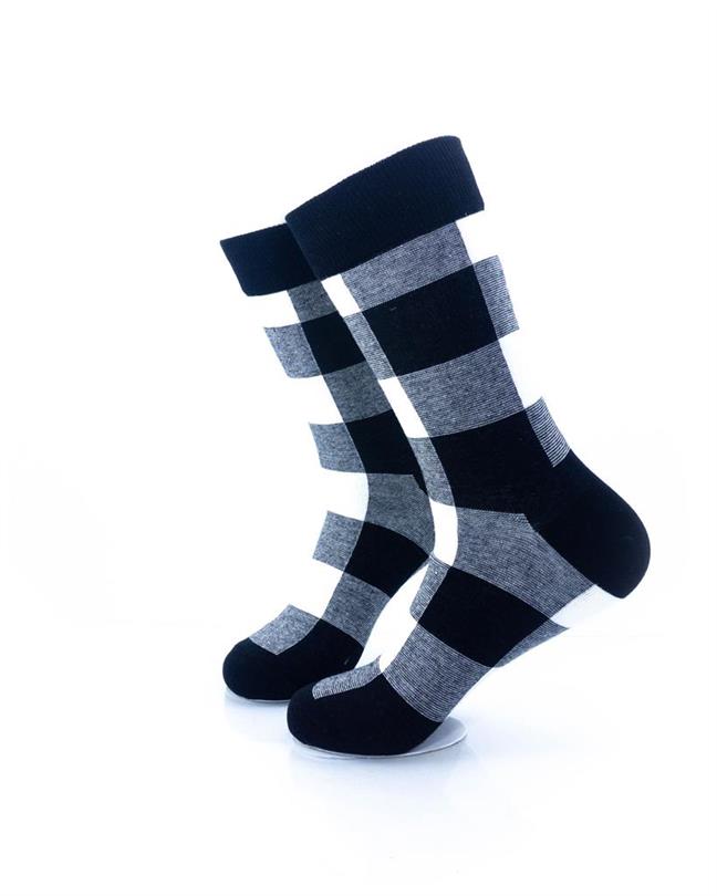 cooldesocks black and white checkered crew socks left view image