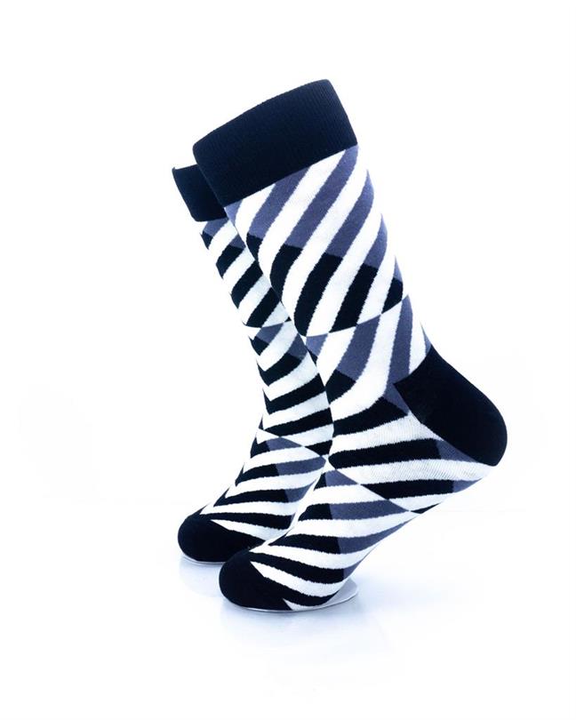 cooldesocks black and white diagonal crew socks left view image