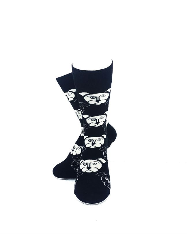 cooldesocks black and white dogs quarter socks cover view image