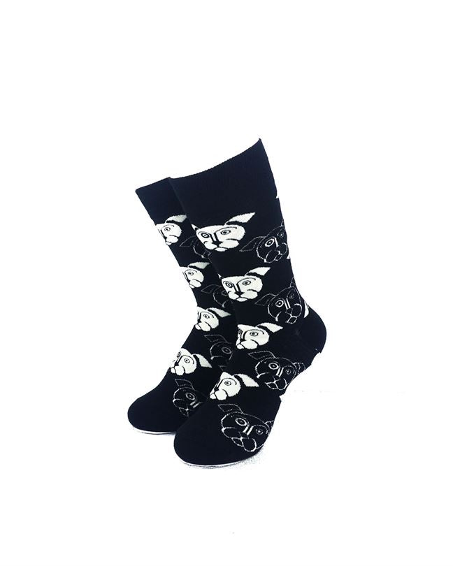 cooldesocks black and white dogs quarter socks front view image