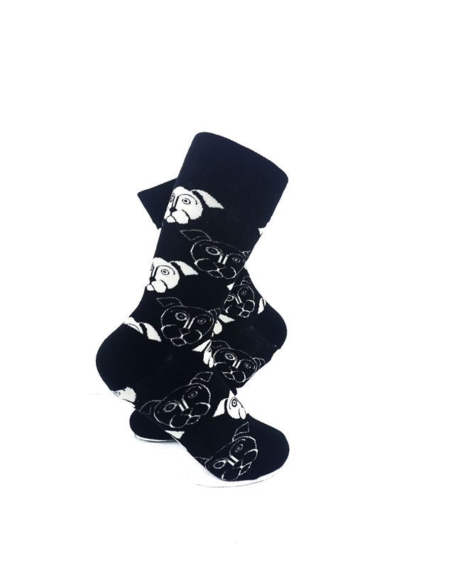 cooldesocks black and white dogs quarter socks right view image