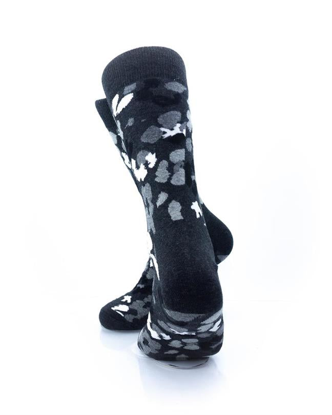 cooldesocks black and white petals crew socks rear view image