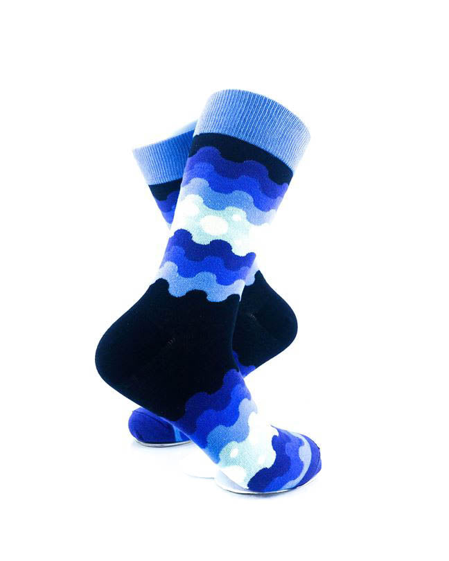 cooldesocks blue wave pixels crew socks right view image