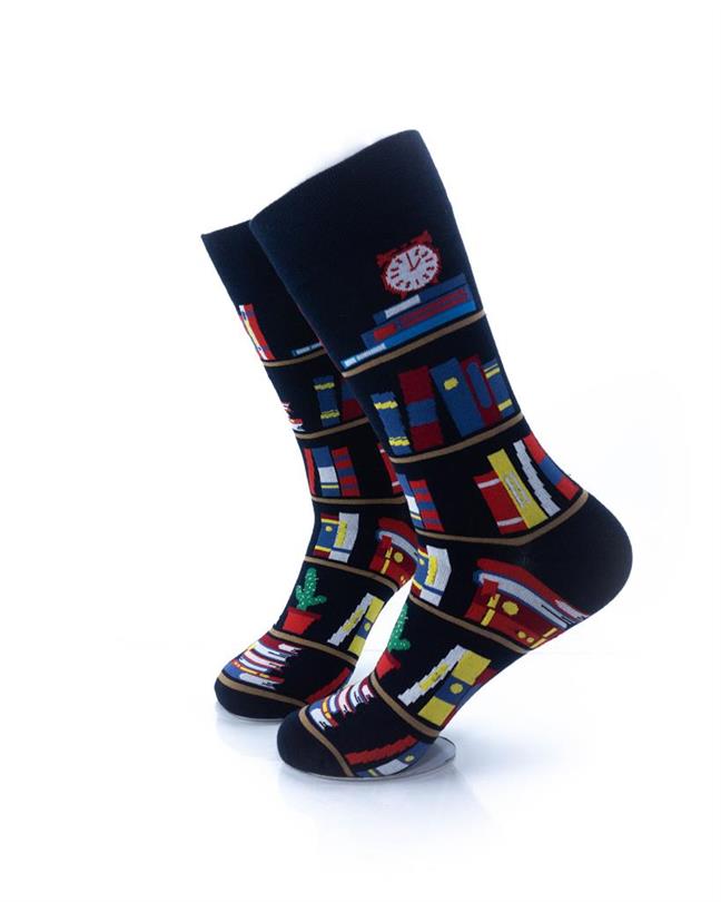 cooldesocks bookshelf crew socks left view image