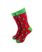 cooldesocks boston terrier red green crew socks front view image