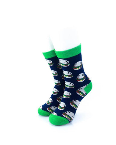 cooldesocks burgers green quarter socks front view image