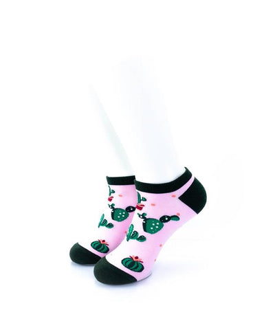 cooldesocks cactus in pink ankle socks front view image