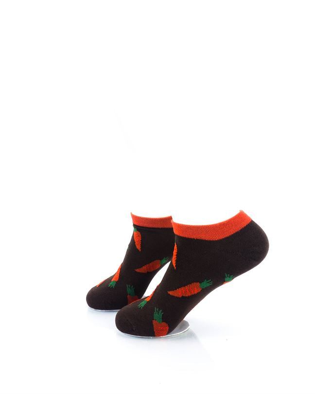 cooldesocks carrots brown ankle socks left view image